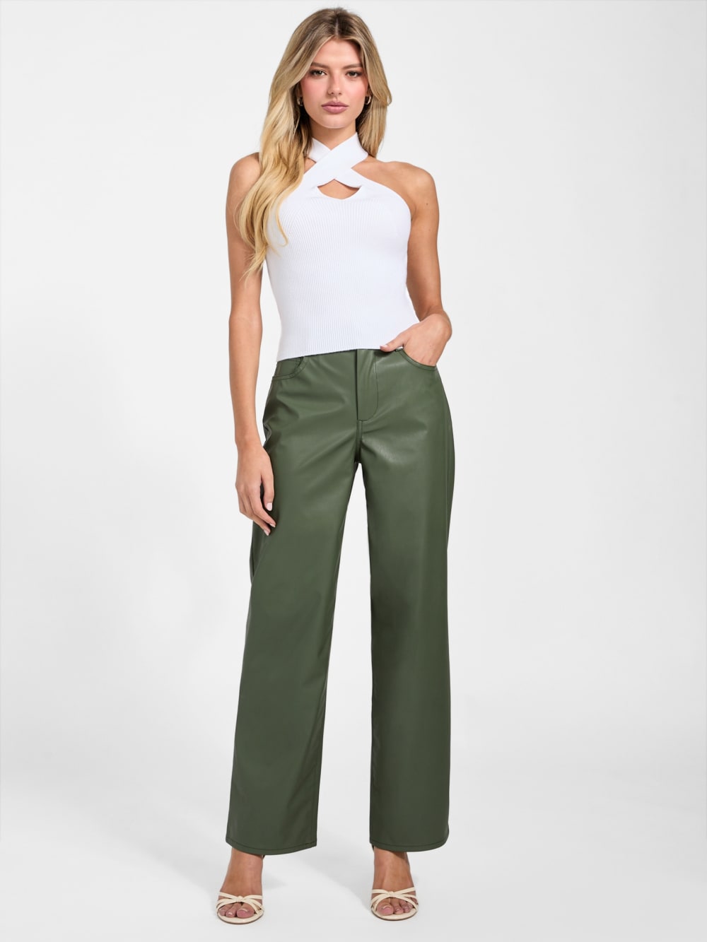 Alix Faux-Leather High-Rise Straight Pants - Guess