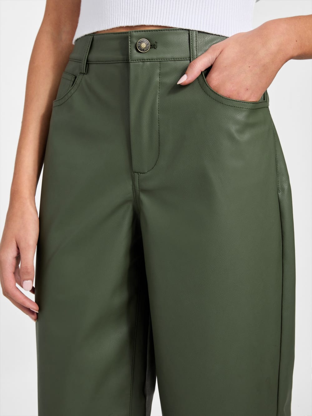 Alix Faux-Leather High-Rise Straight Pants - Guess