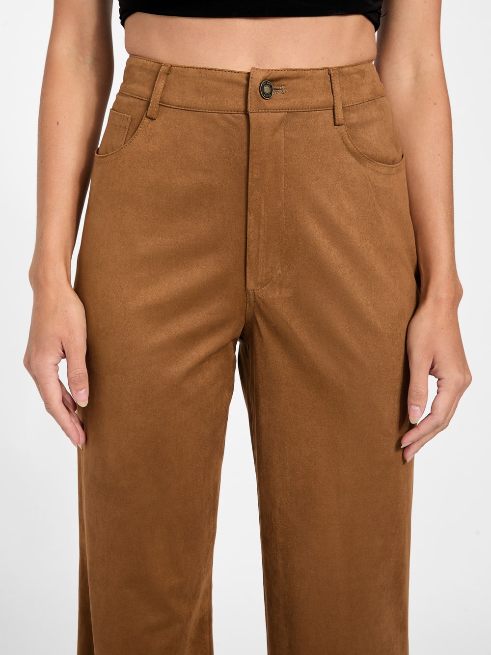 Aria Faux-Suede High-Rise Straight Pants - Guess