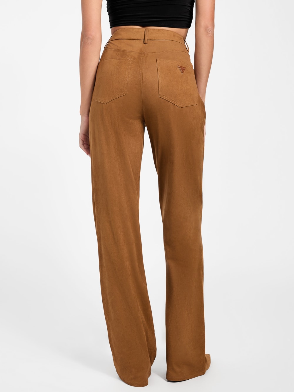 Aria Faux-Suede High-Rise Straight Pants - Guess