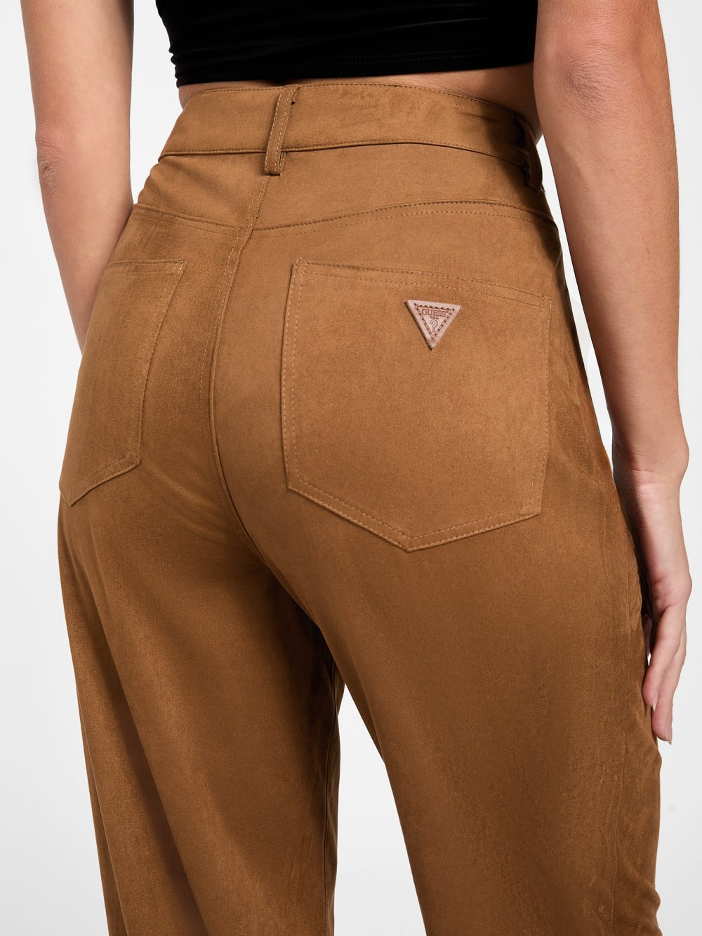 Aria Faux-Suede High-Rise Straight Pants - Guess