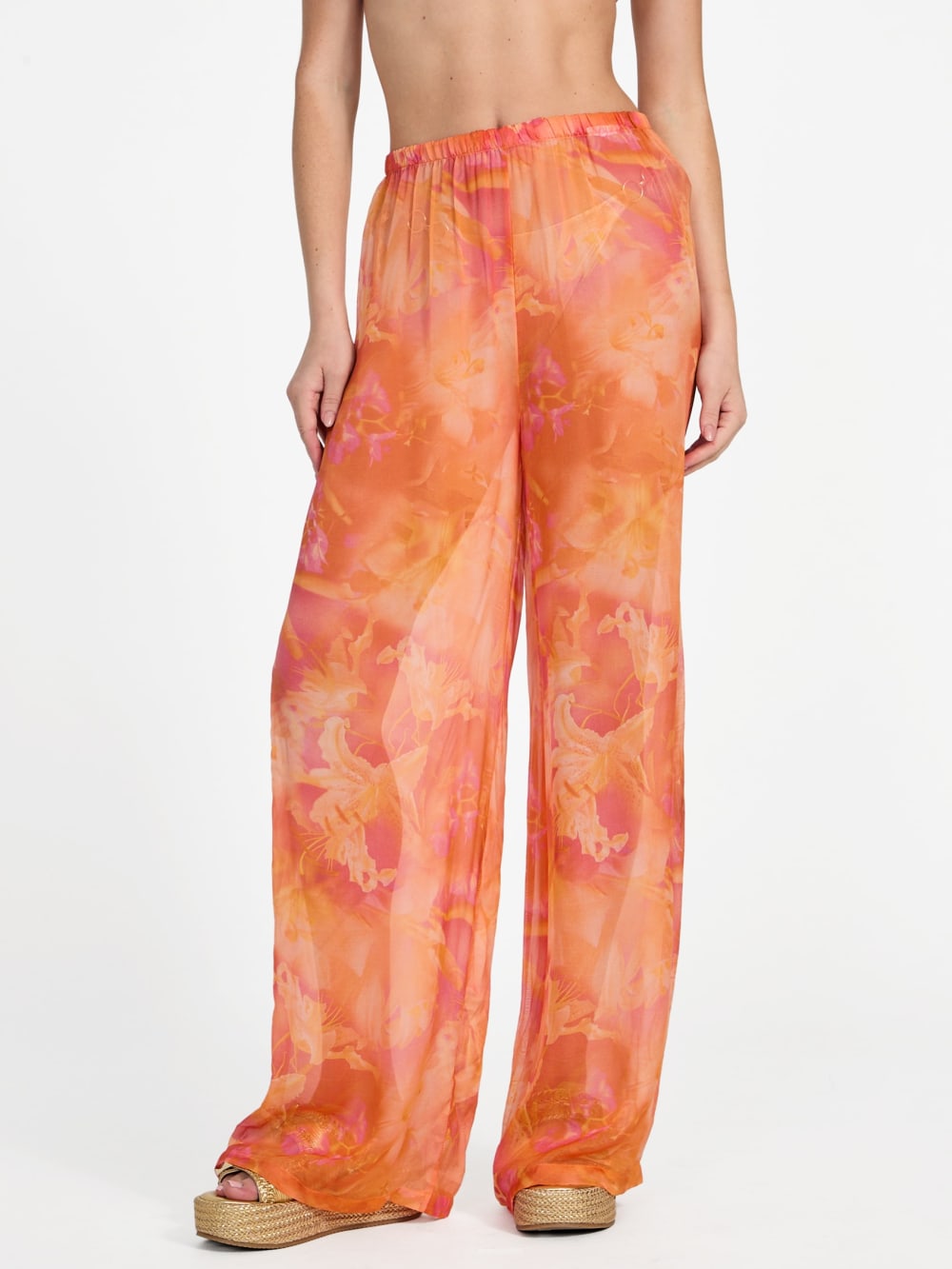 Printed Silk-Blend Chiffon Pants - Guess