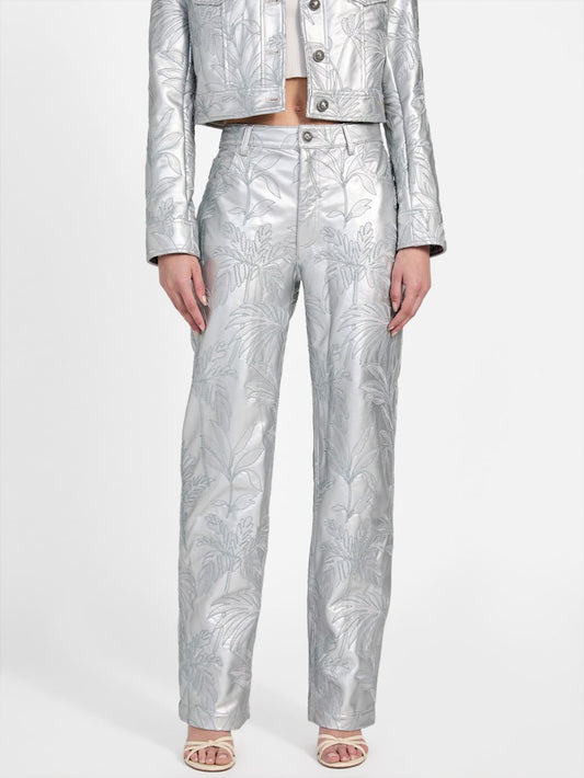Clelia Faux-Leather Embroidered Pants - Guess