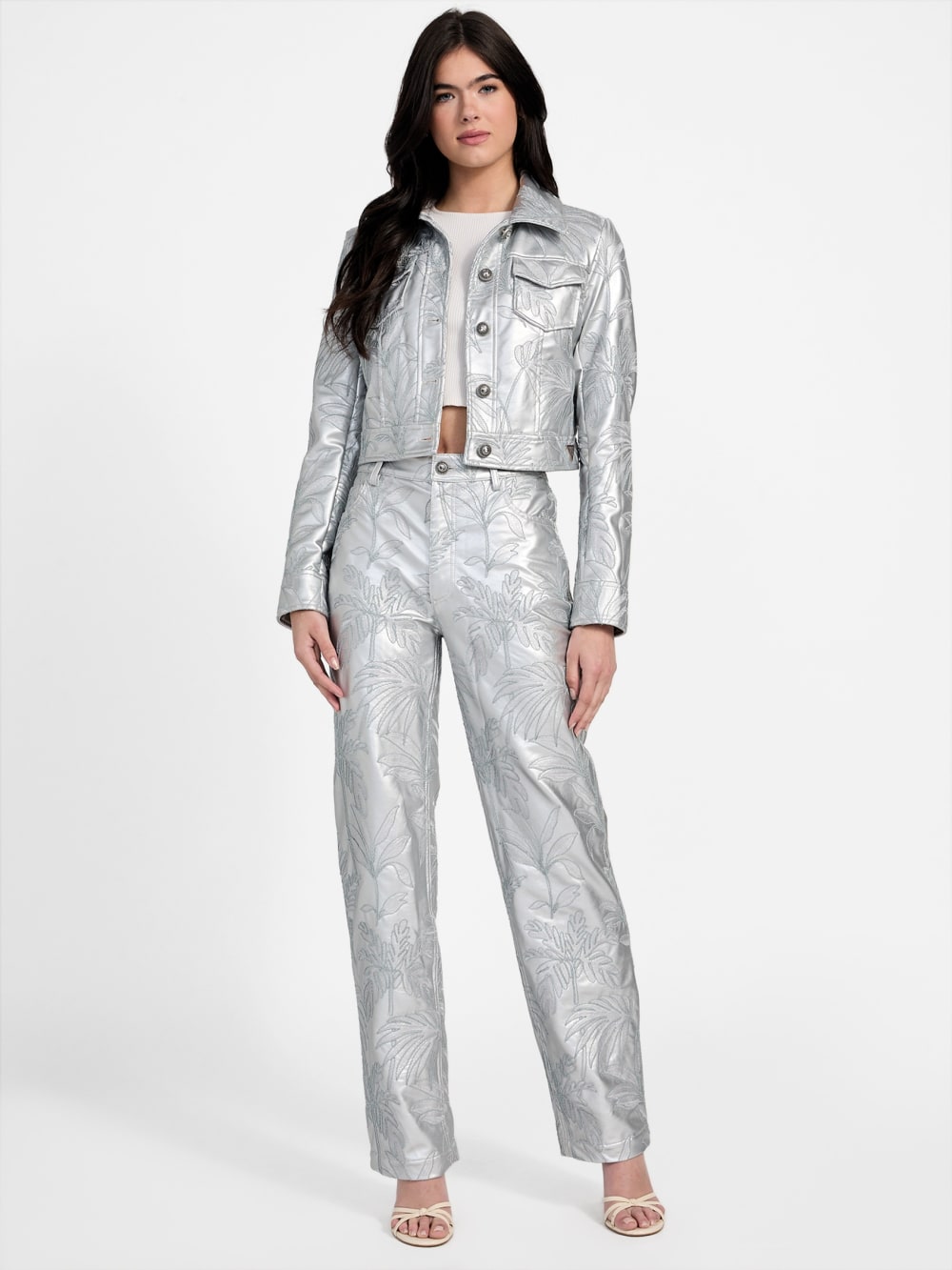 Clelia Faux-Leather Embroidered Pants - Guess