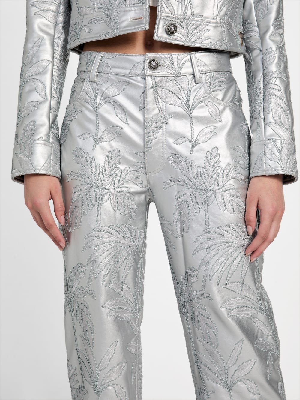 Clelia Faux-Leather Embroidered Pants - Guess