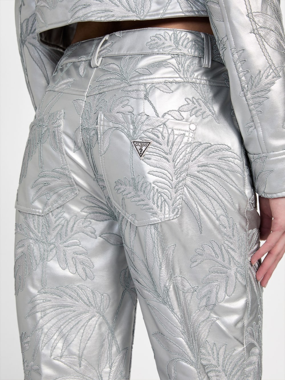 Clelia Faux-Leather Embroidered Pants - Guess