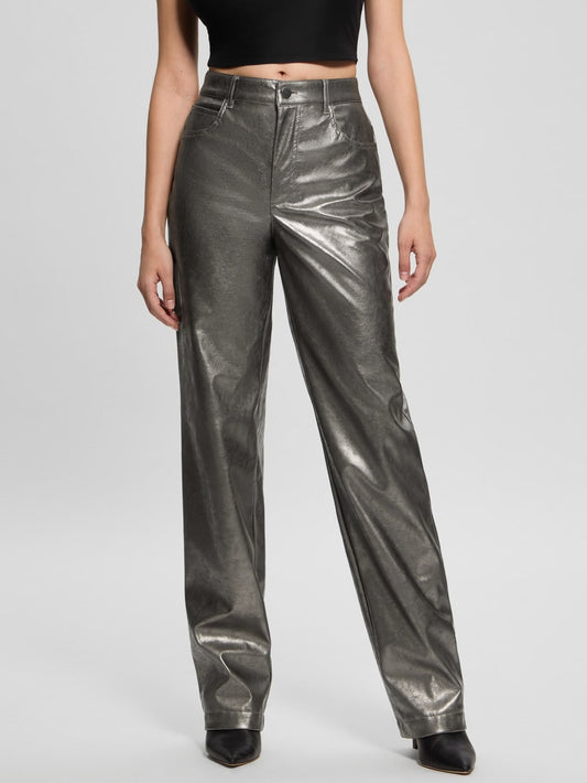 Ambra Metallic Faux-Leather Pants - Guess