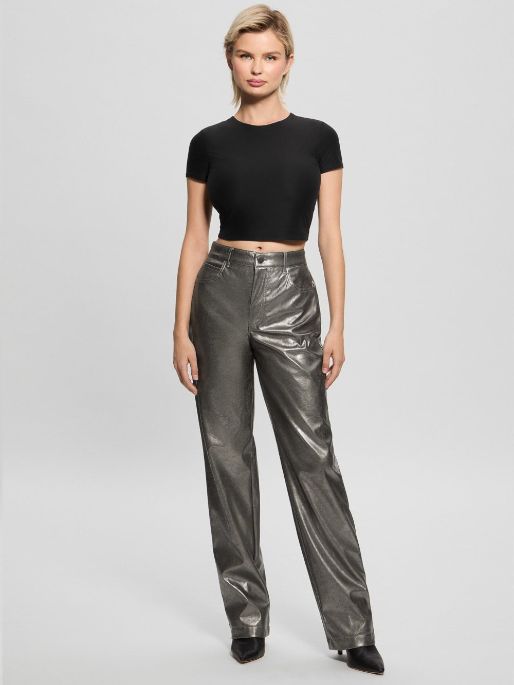 Ambra Metallic Faux-Leather Pants - Guess