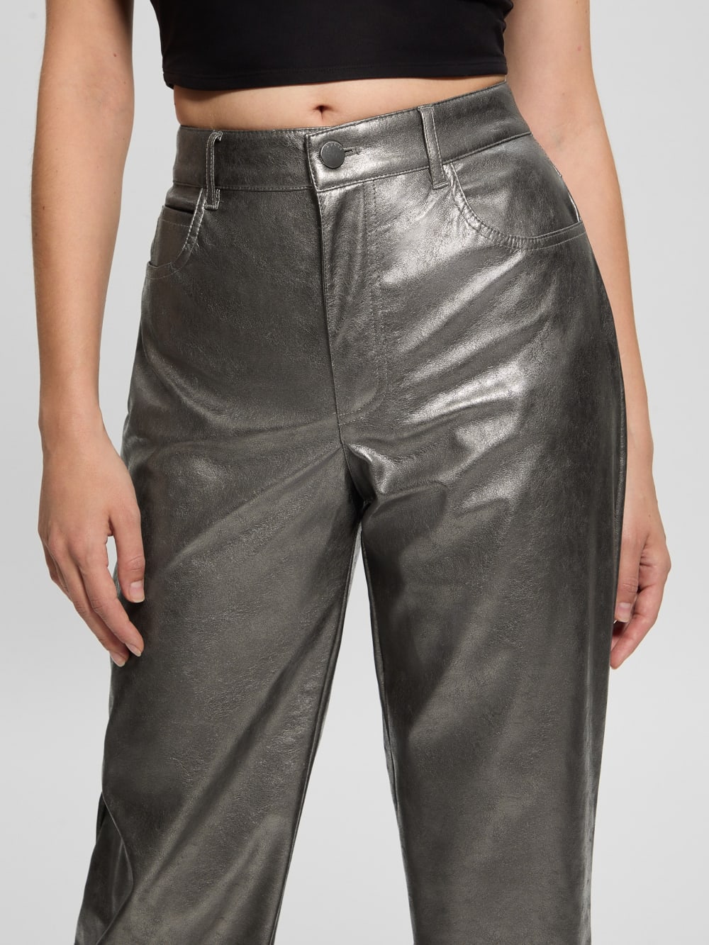 Ambra Metallic Faux-Leather Pants - Guess