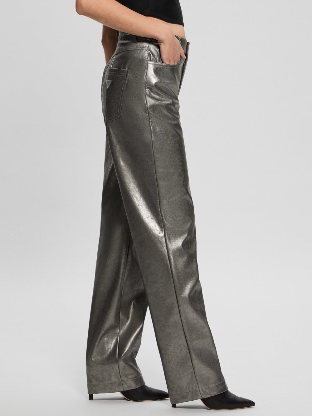 Ambra Metallic Faux-Leather Pants - Guess
