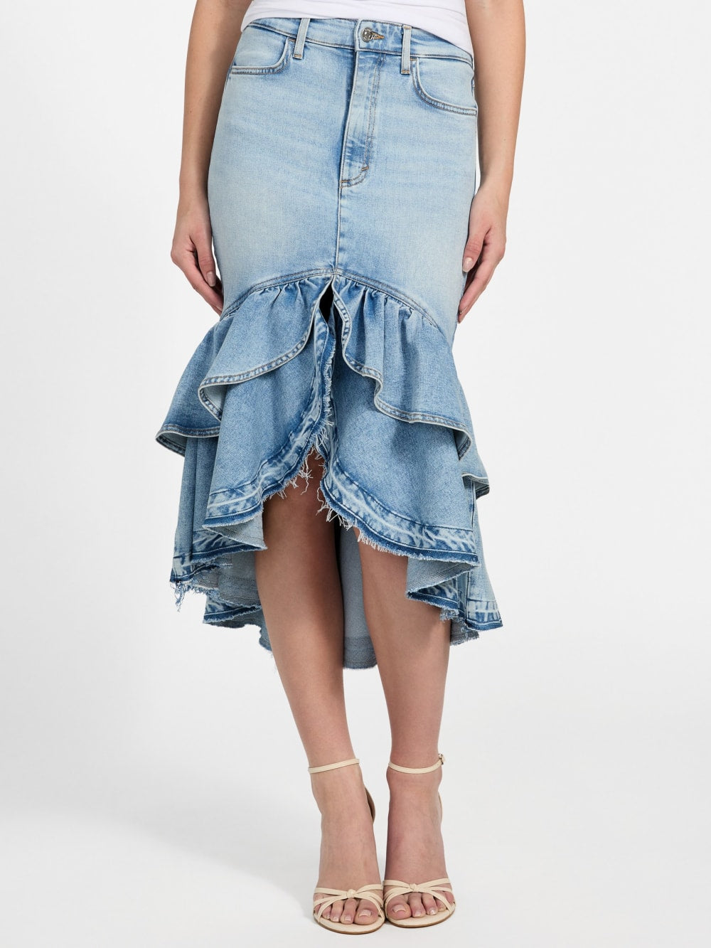 Eco Marina Denim High-Low Skirt - Guess