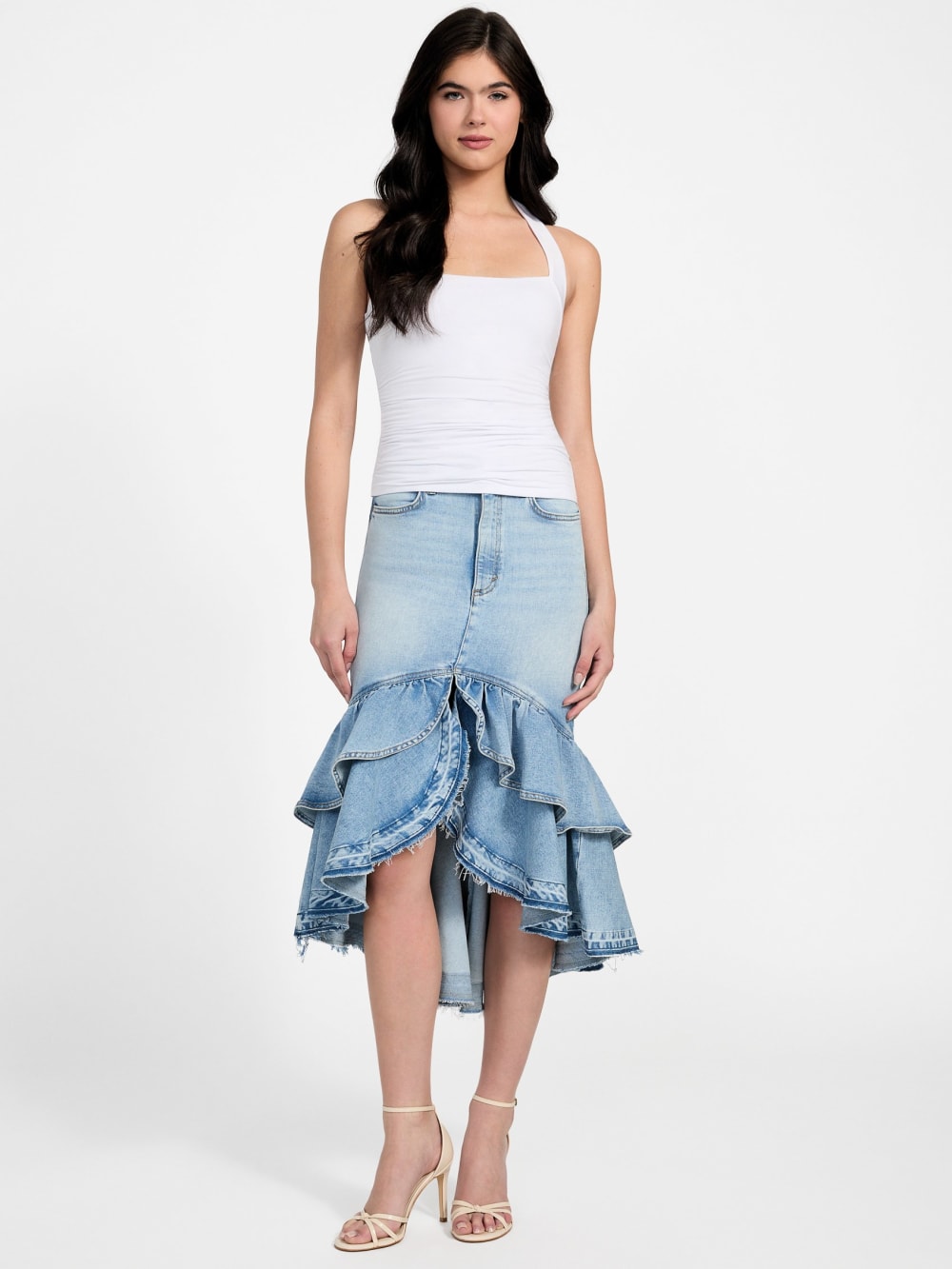 Eco Marina Denim High-Low Skirt - Guess