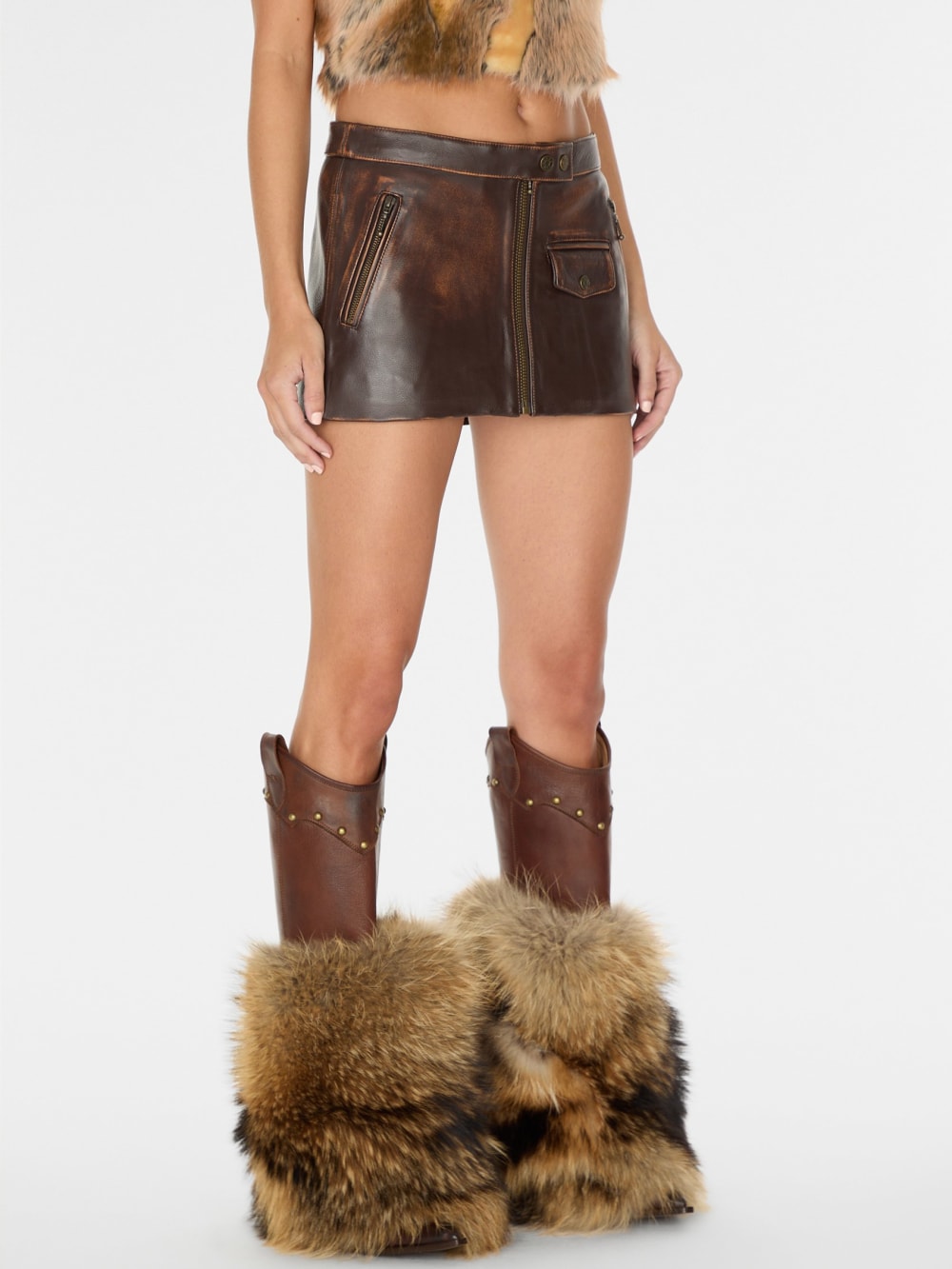 vintage leather skirt - Guess