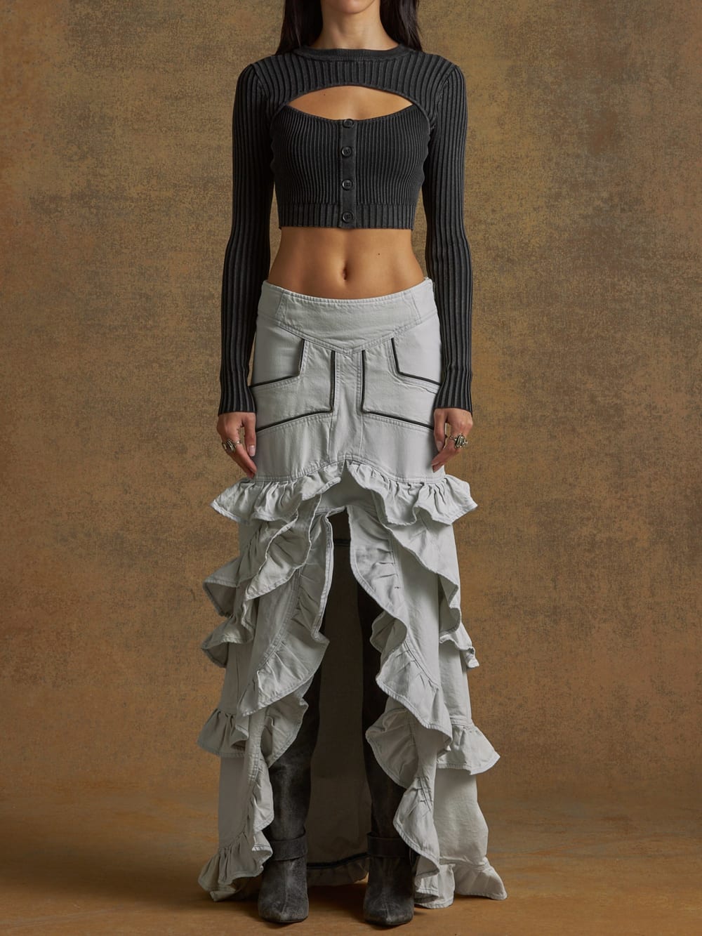 denim ruffle skirt - Guess