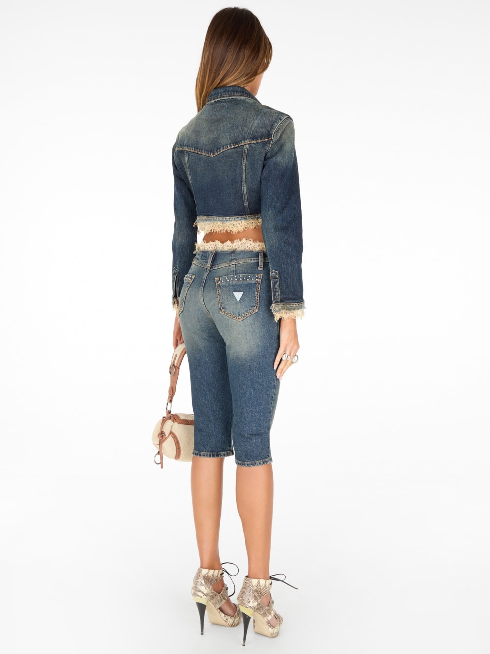 lace-up capri jeans - Guess