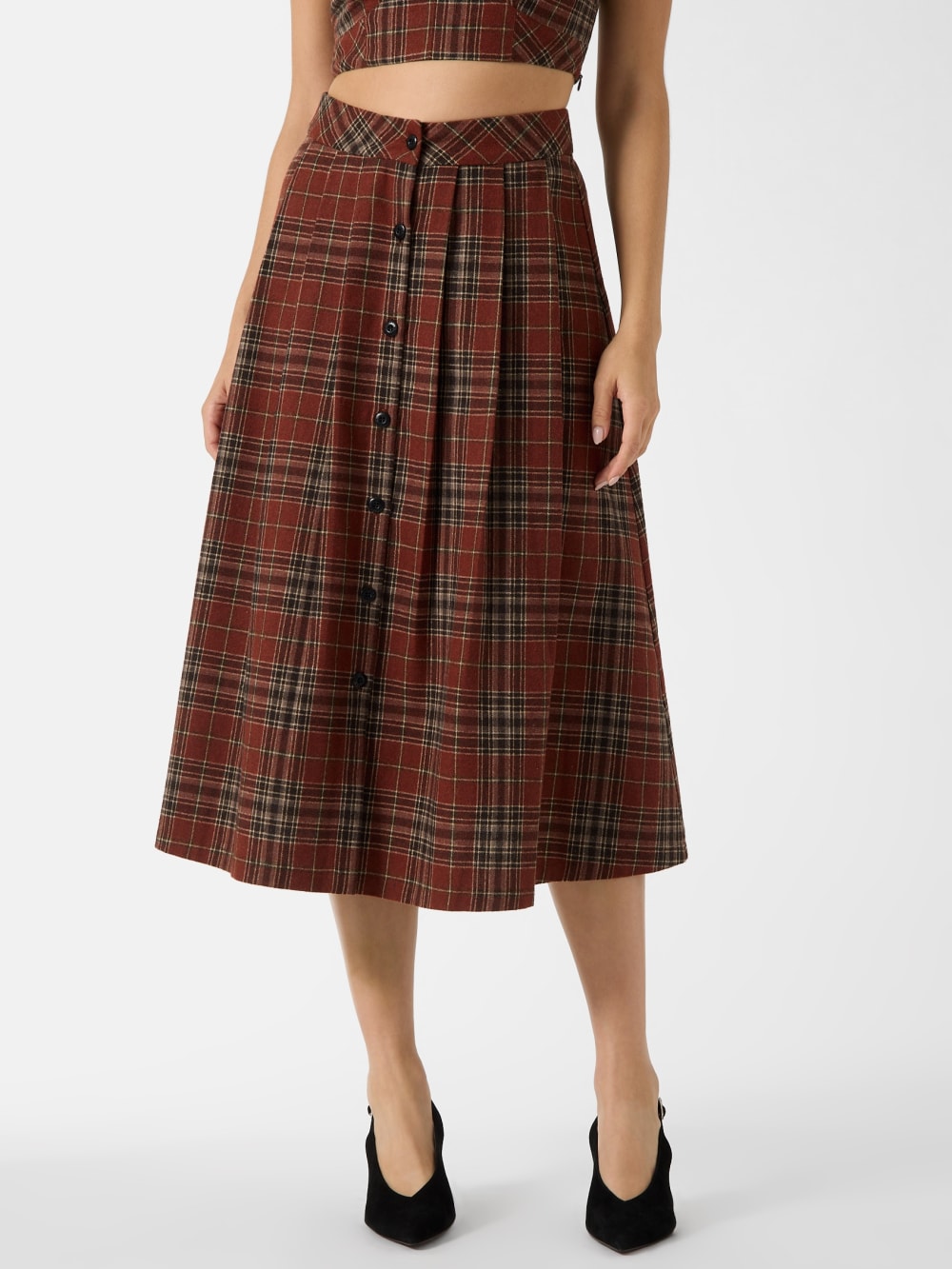Pia Plaid Midi Skirt - Guess