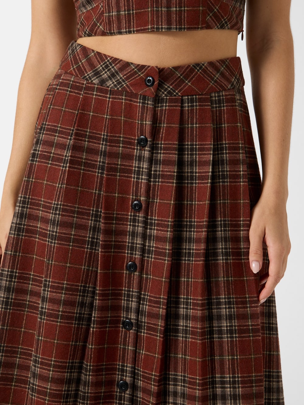 Pia Plaid Midi Skirt - Guess