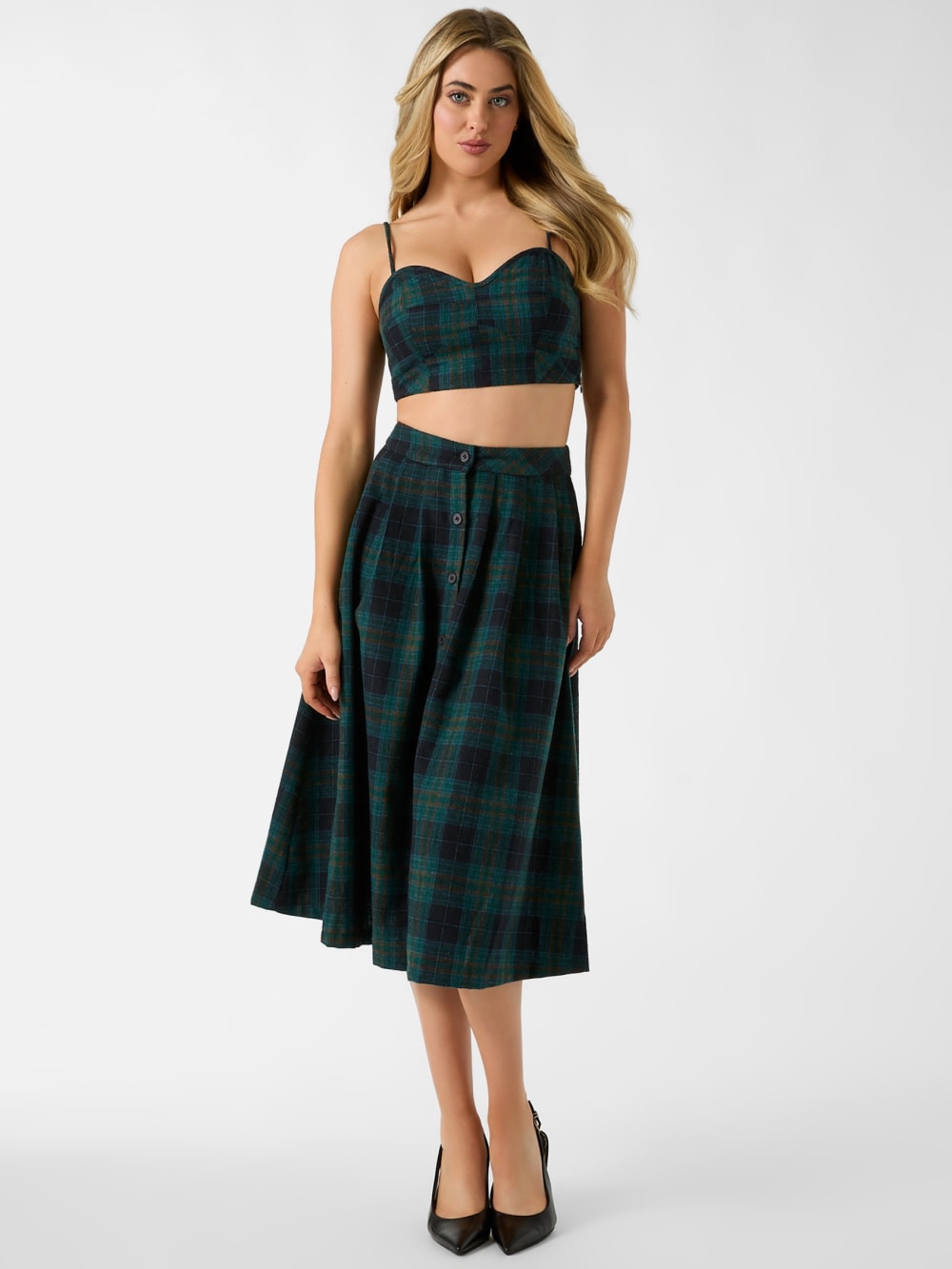 Pia Plaid Midi Skirt - Guess