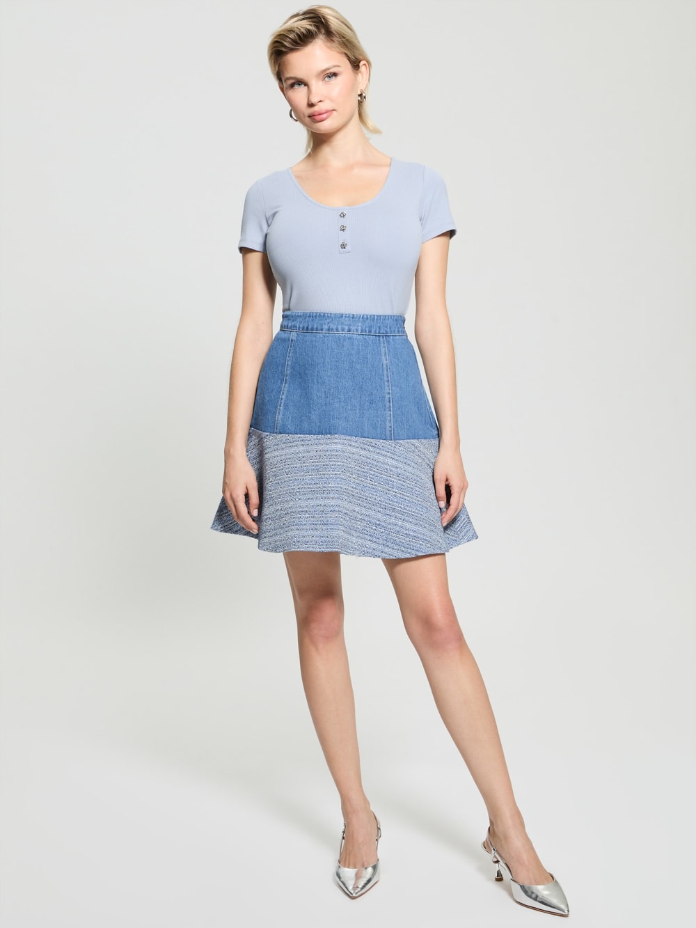 Elsie Tweed and Denim Skirt - Guess