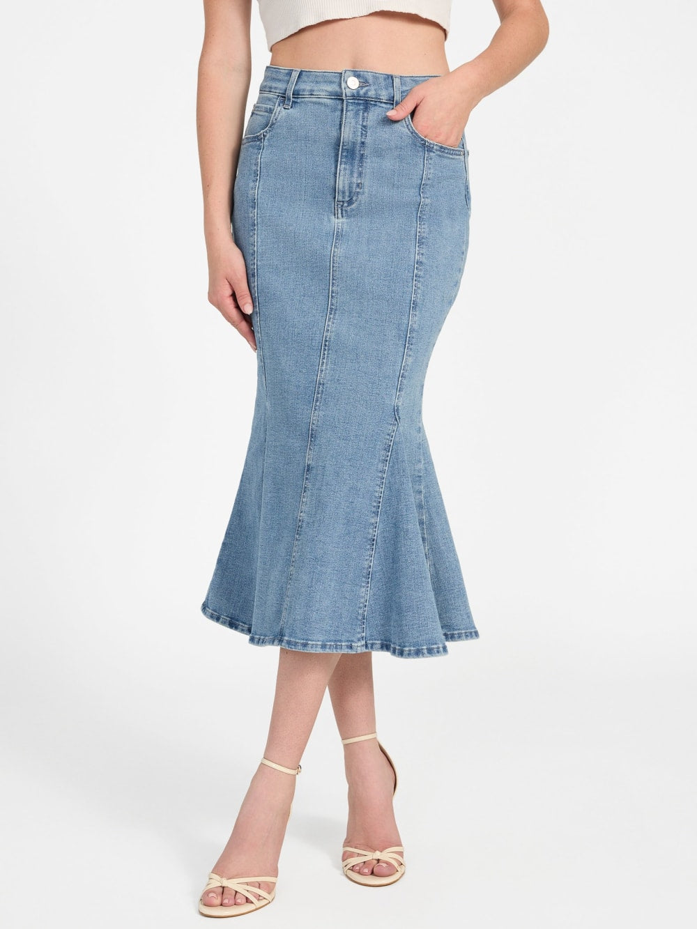 Lia Denim Midi Skirt - Guess