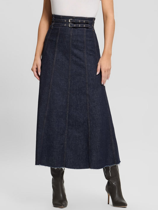 Pam Belted Midi Denim Skirt - Guess