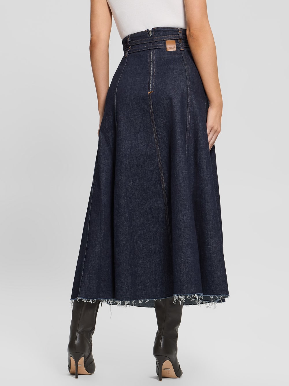 Pam Belted Midi Denim Skirt - Guess