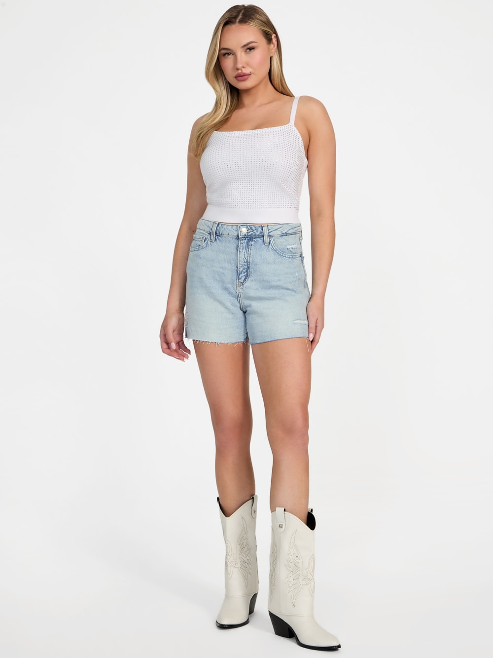 Eco Featherweight Relaxed Midi Denim Shorts - Guess