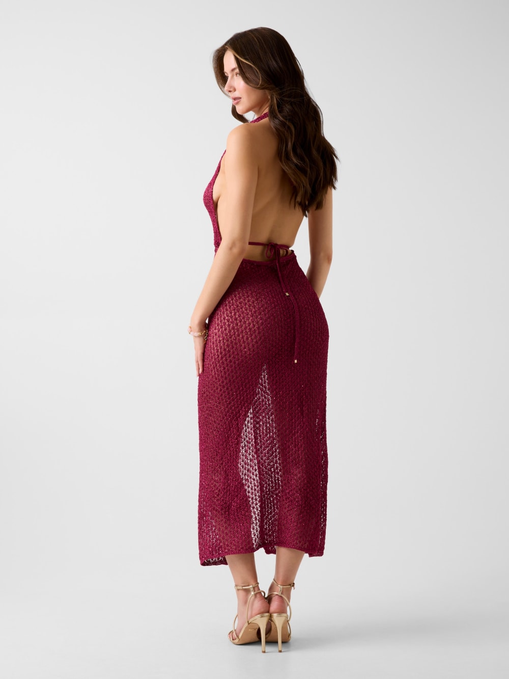 Crocheted lurex long dress - Guess