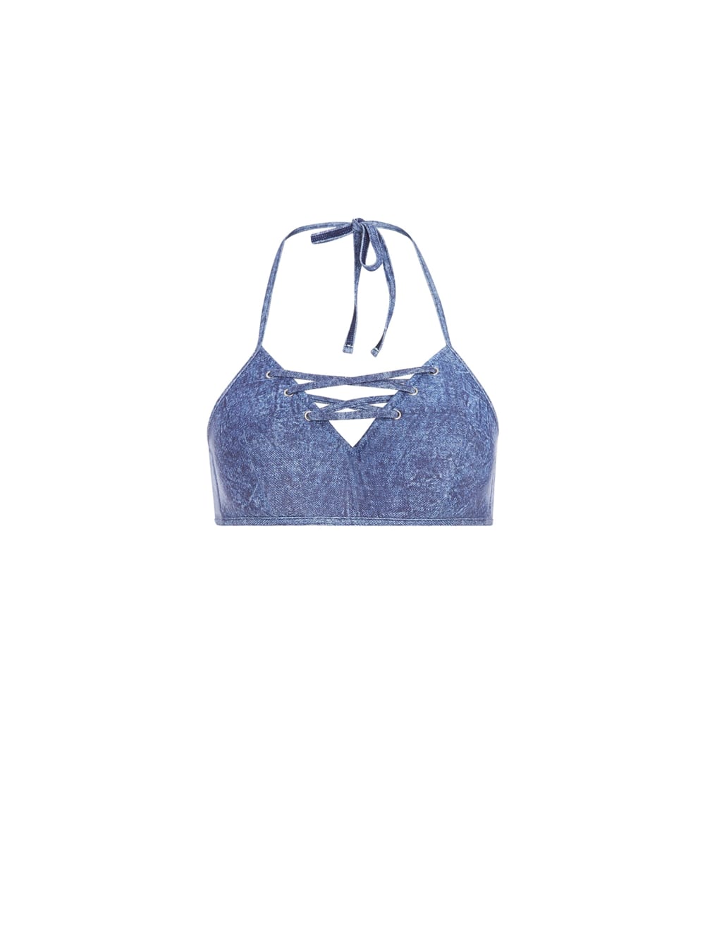 Denim Print Triangle Swim Top - Guess