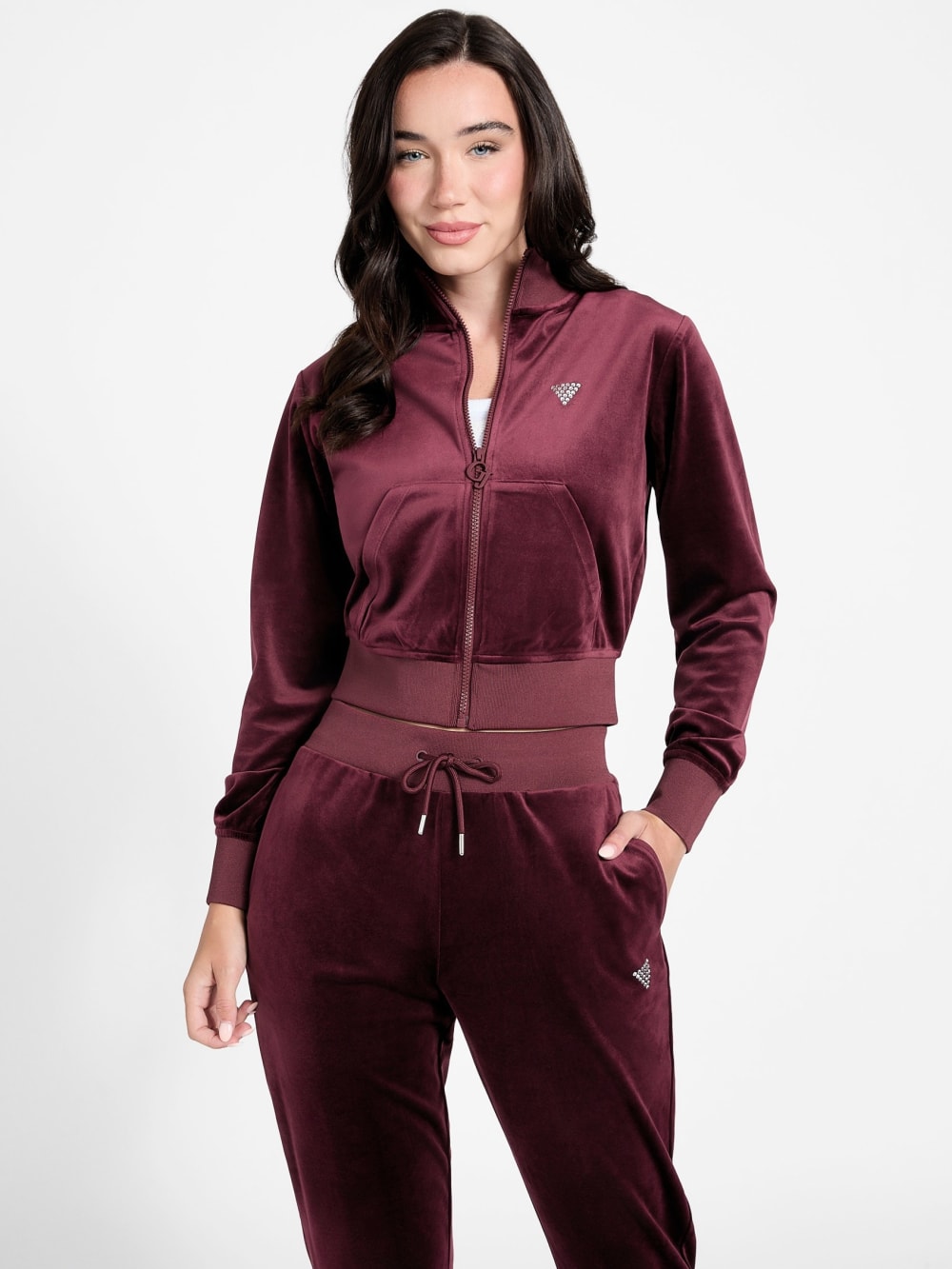Eco Couture Full-Zip Velvet Sweatshirt - Guess