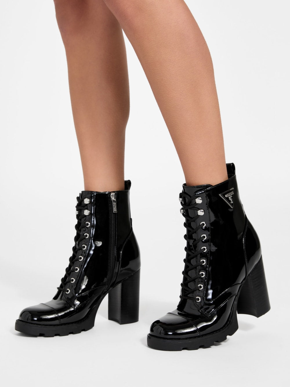 Neadyn Lace-Up Heeled Moto Booties - Guess