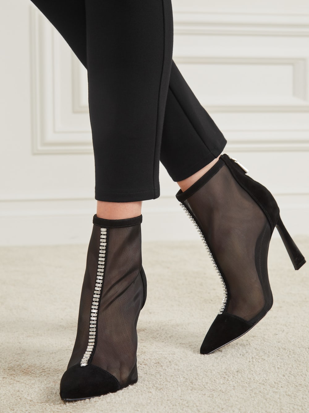 Fearne Embellished Mesh Ankle Bootie - Guess