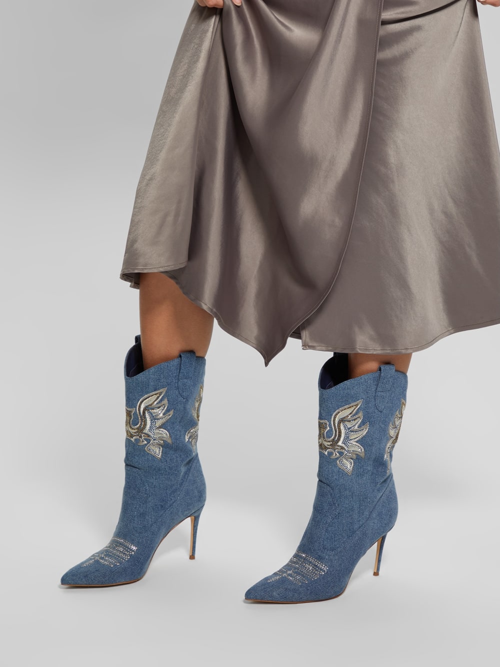Rasima Blue Denim Booties - Guess