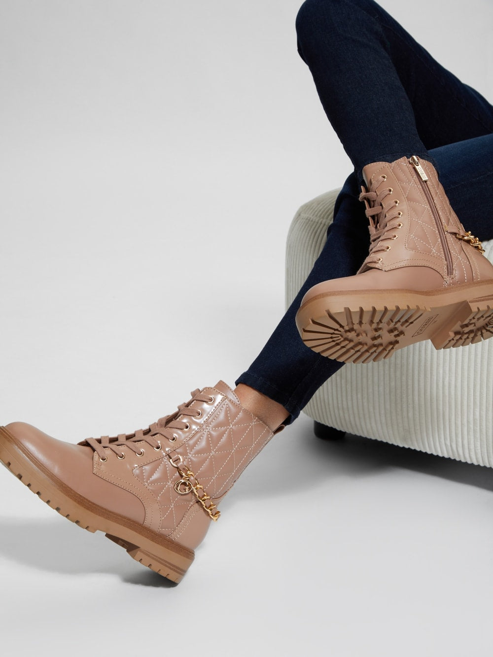 Jellard Quilted Chain Moto Boots - Guess