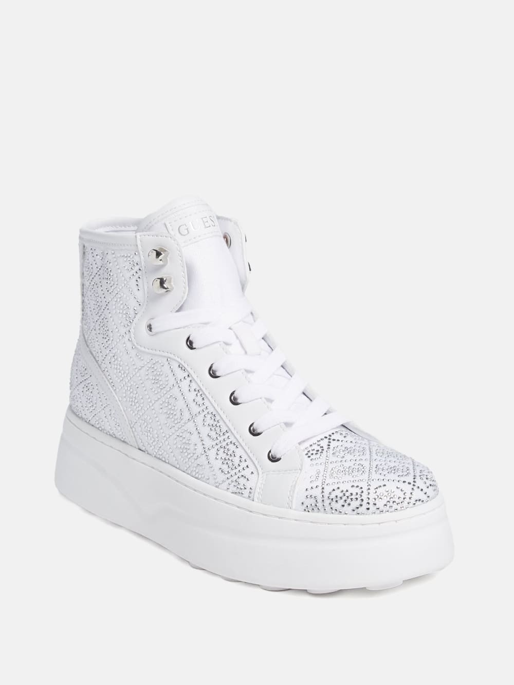 Rhinestone Quattro G High-Top Sneakers - Guess