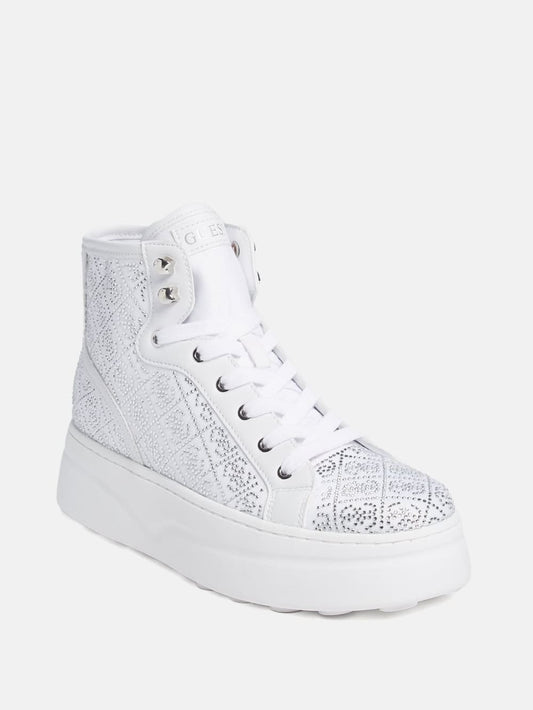 Rhinestone Quattro G High-Top Sneakers - Guess