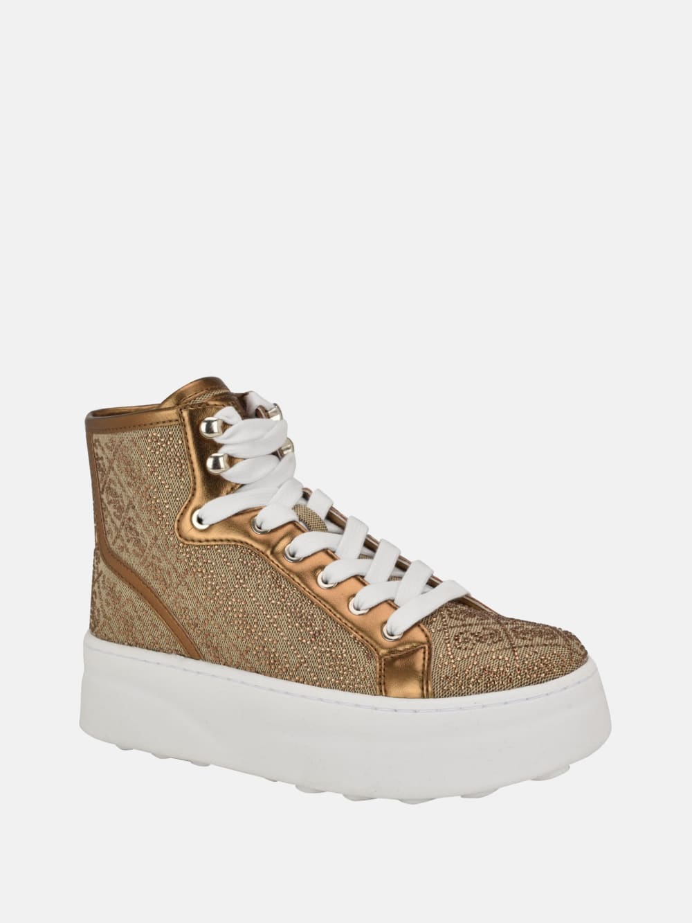 Rhinestone Quattro G High-Top Sneakers - Guess