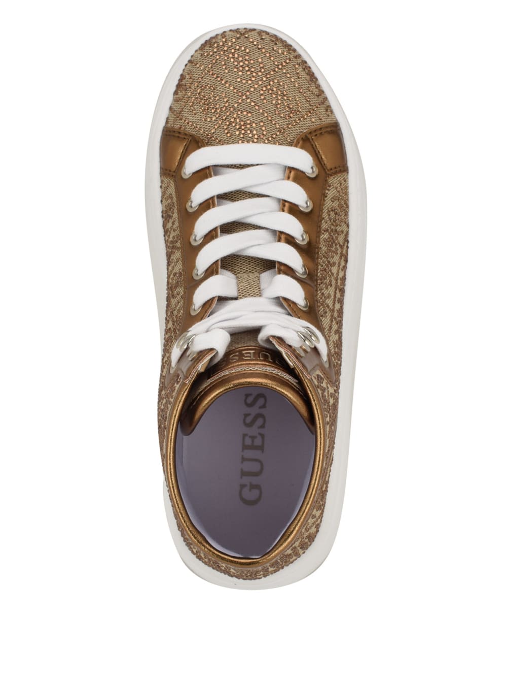 Rhinestone Quattro G High-Top Sneakers - Guess
