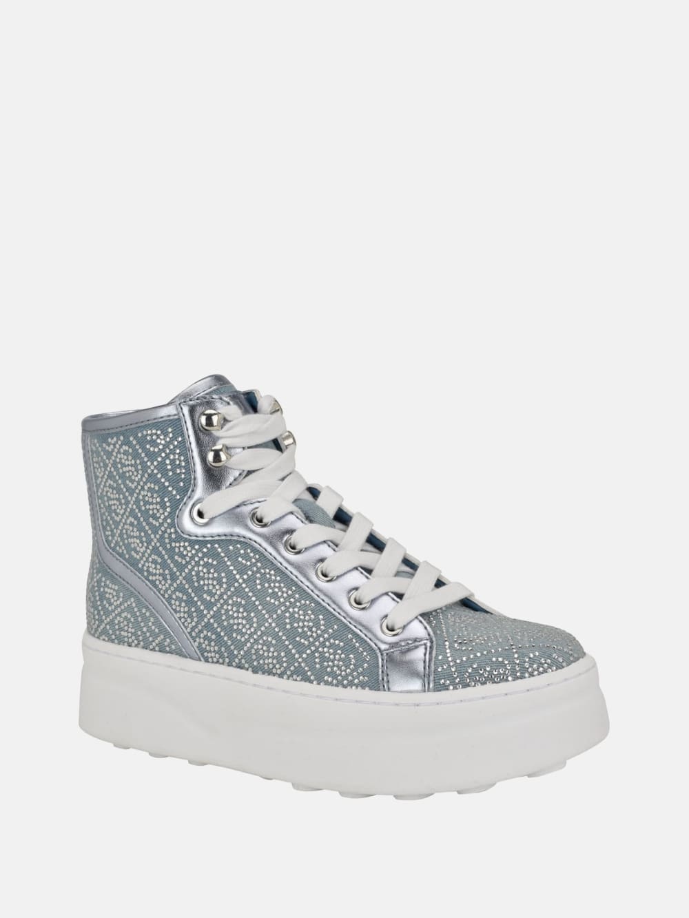 Rhinestone Quattro G High-Top Sneakers - Guess