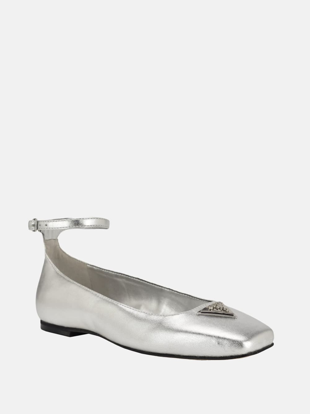 Metallic Ankle Strap Ballet Flats - Guess