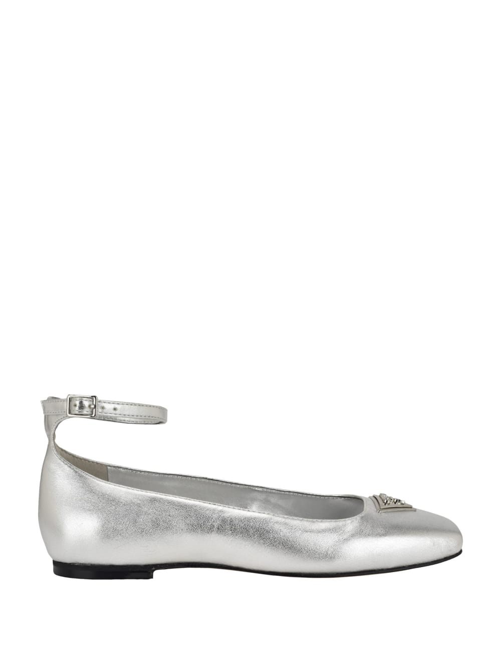 Metallic Ankle Strap Ballet Flats - Guess