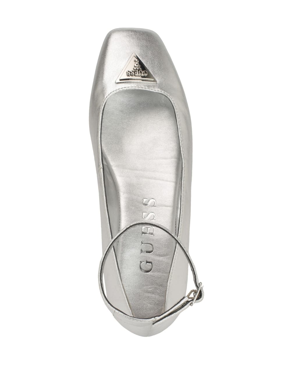 Metallic Ankle Strap Ballet Flats - Guess