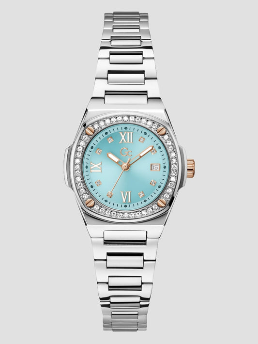 Silver-Tone and Blue Analog Watch - Guess