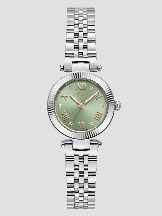 Silver-Tone and Light Green Analog Watch - Guess