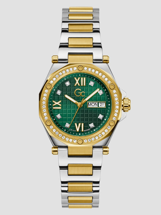 Gc Two-Tone and Green Analog Watch - Guess