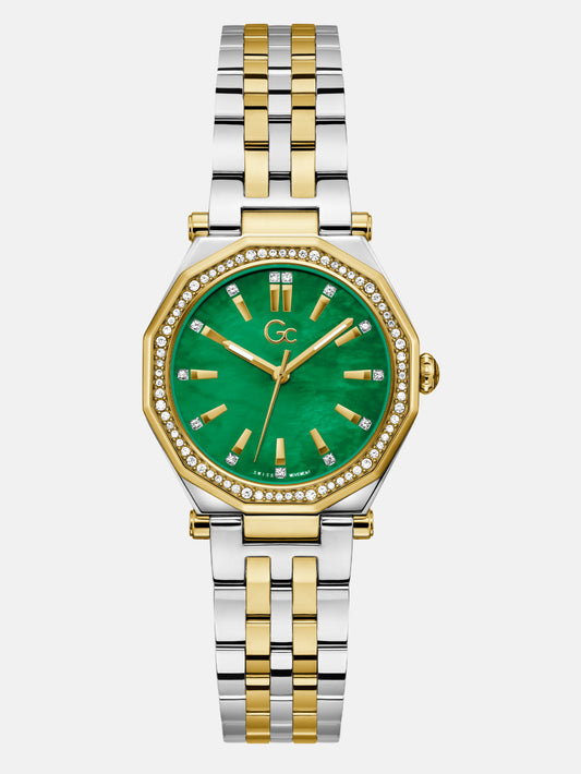 Gc Two-Tone and Green Analog Watch - Guess