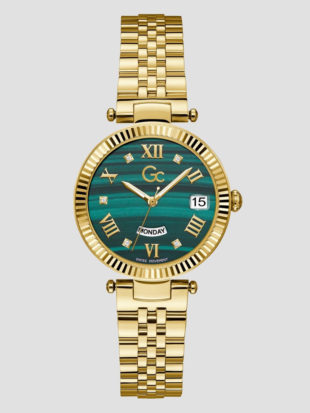 Gc Gold-Tone and Green Analog Watch - Guess