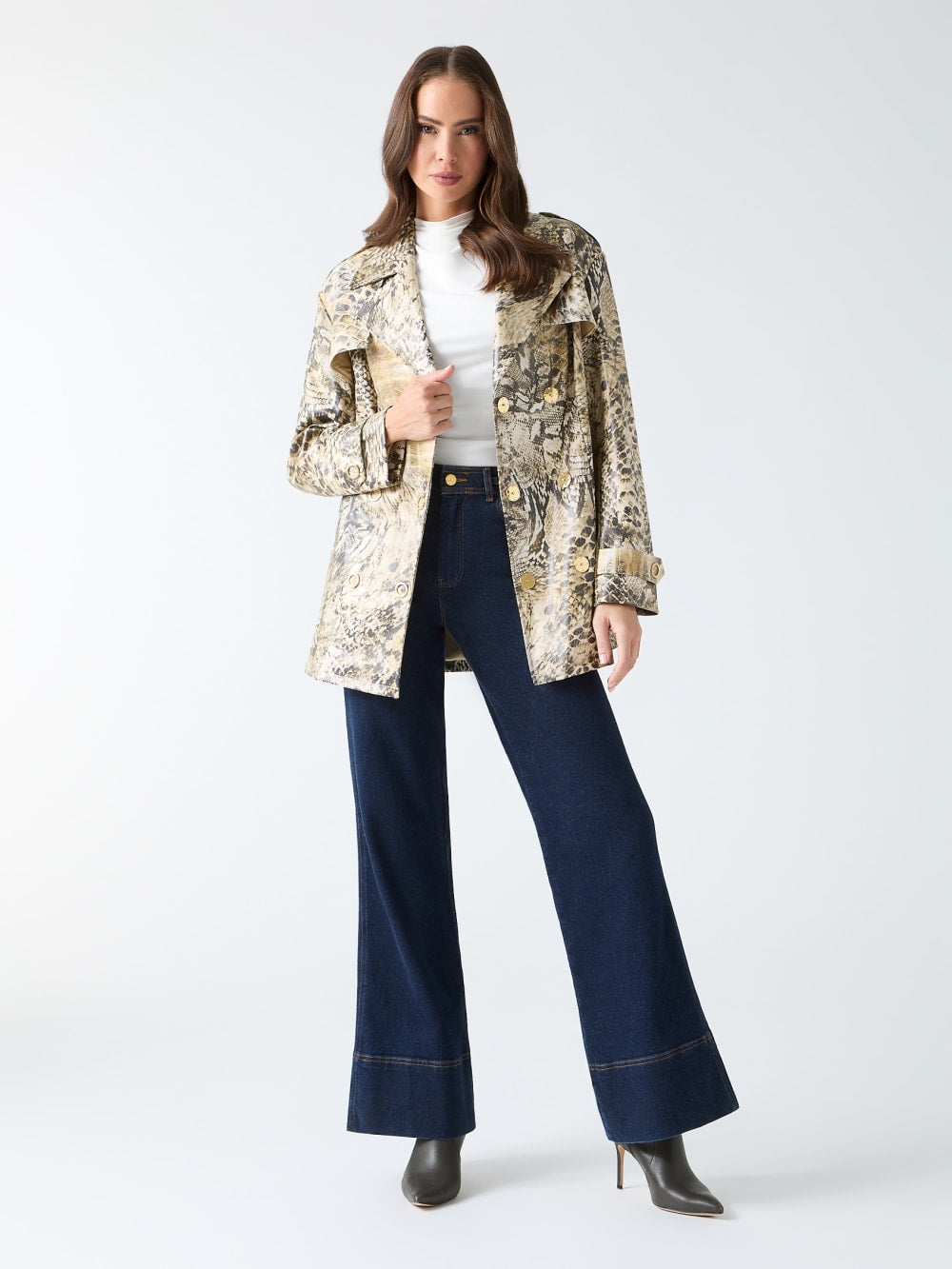 Natalie Printed Short Trench Coat - Guess