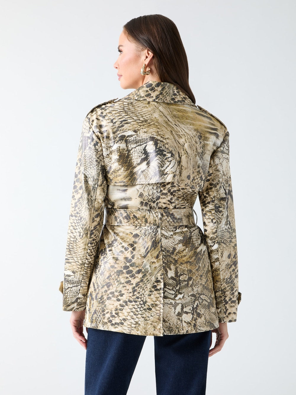 Natalie Printed Short Trench Coat - Guess