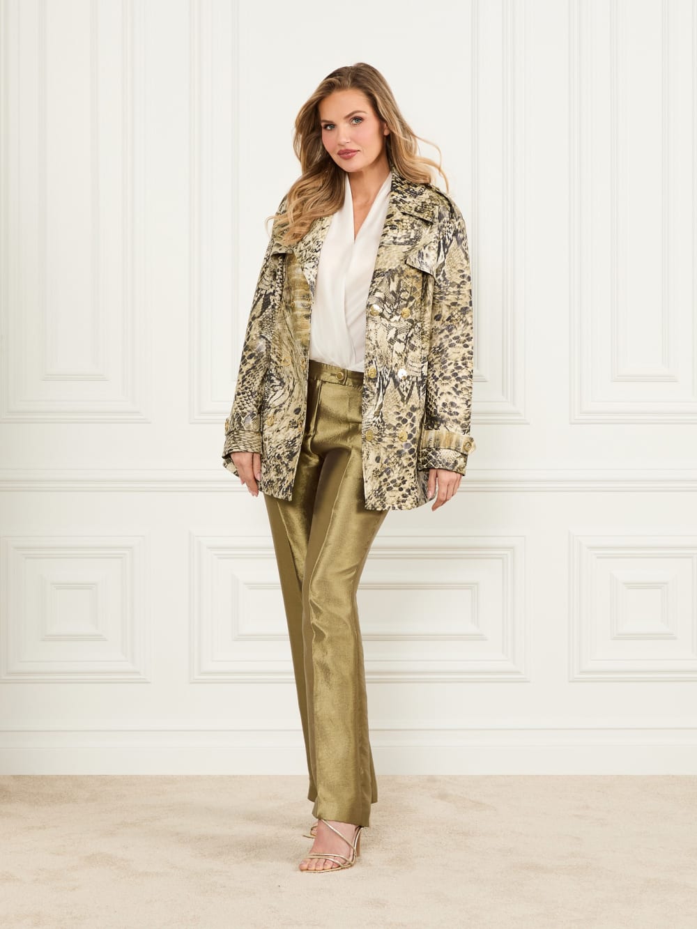 Natalie Printed Short Trench Coat - Guess